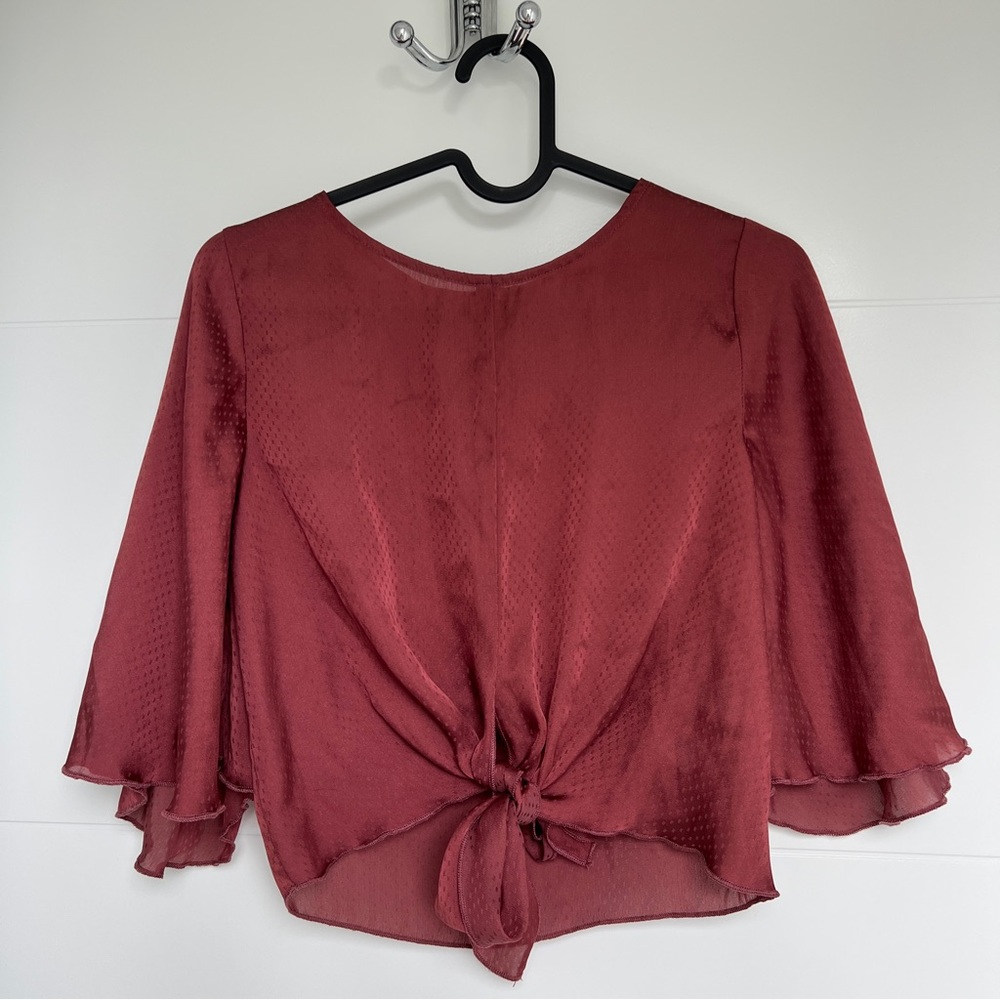 Forever 21 Burgundy Red Crop Blouse in XS